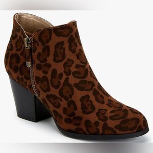 Style & Co Masrinaa Ankle Booties- Brown Leopard- Size 9.5 M- NIB